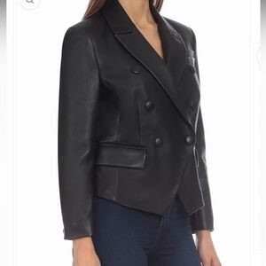 Bagatelle Fitted black Lamb Leather Blazer jacket xs